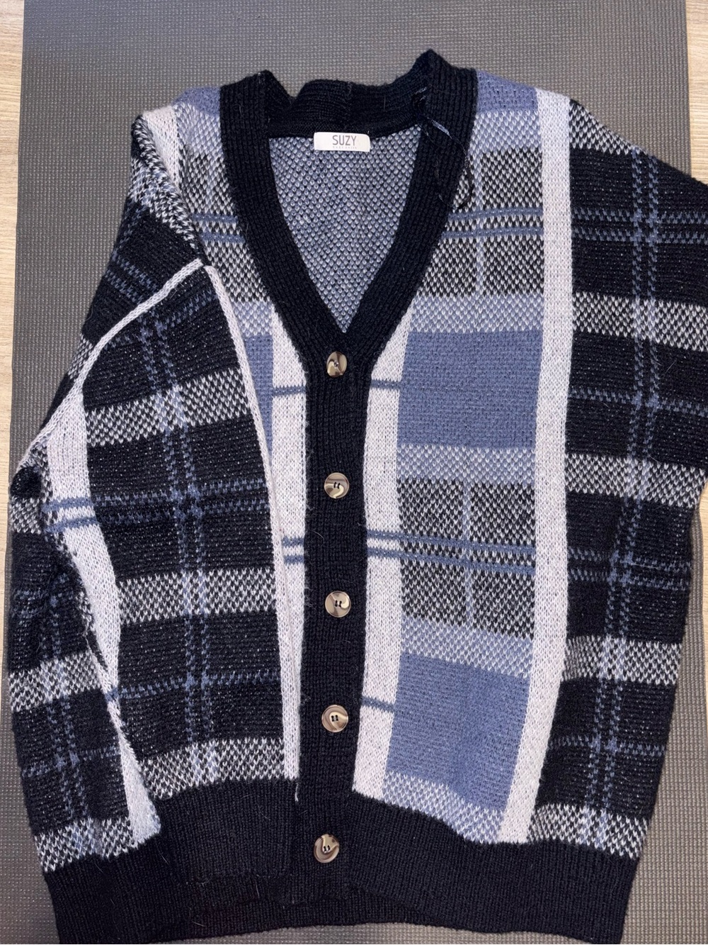 Plaid Knit Cardigan - Picture 2 of 3